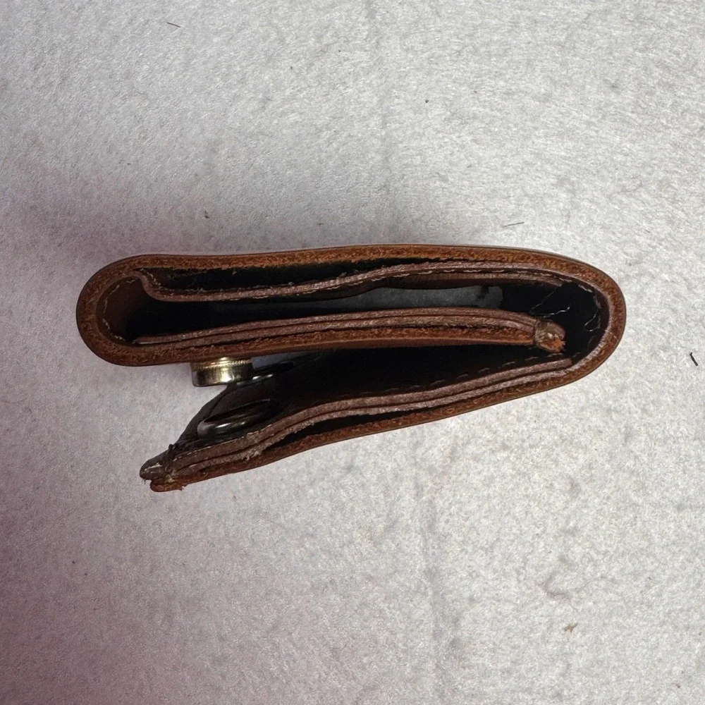 Genuine Leather Trifold Trucker Wallet Tan Brown Made in USA Snap‎ Closure